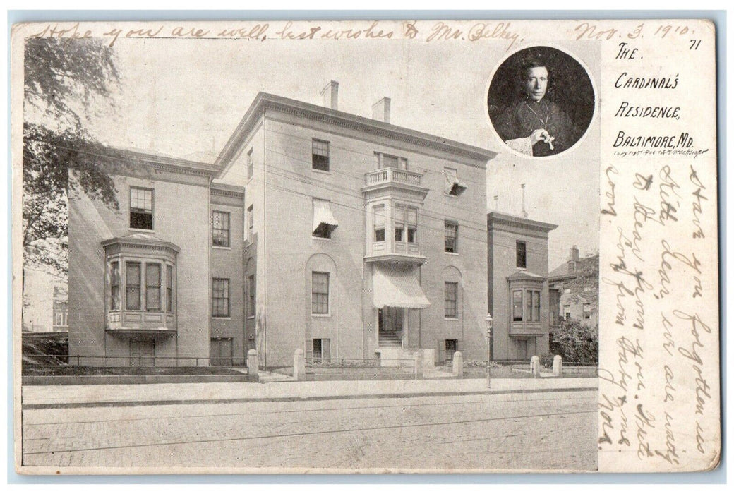 1910 Cardinals Residence Exterior Building Street  Baltimore Maryland Postcard