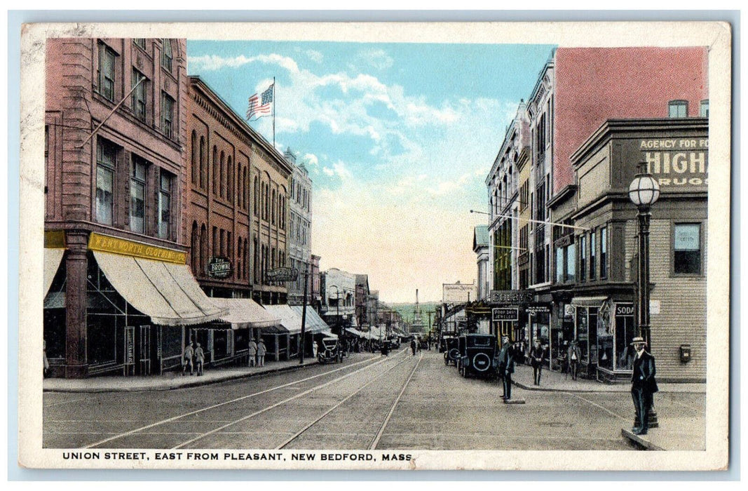 1923 Union Street East from Pleasant New Bedford Massachusetts MA Postcard