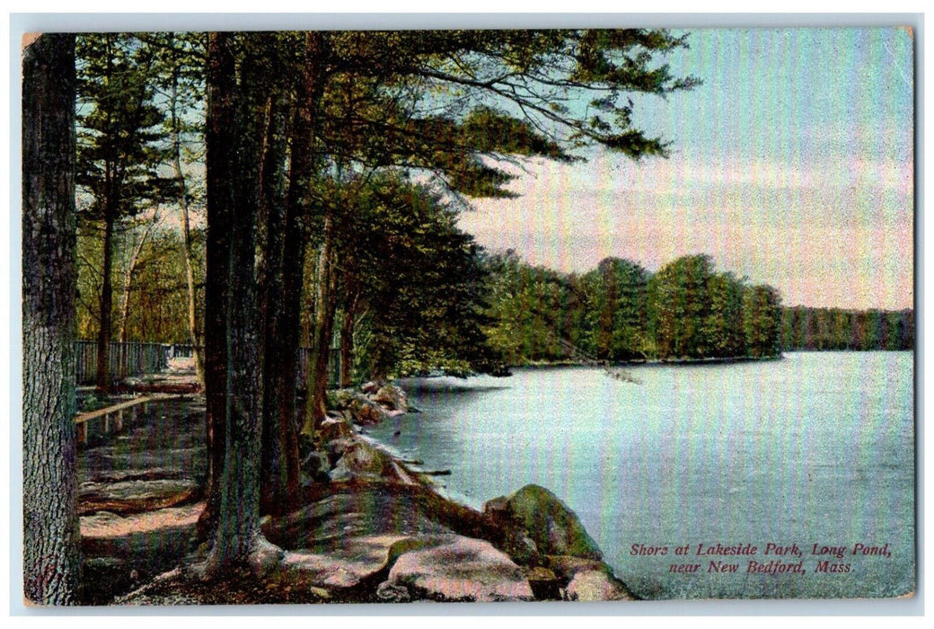 1909 Shore at Lakeside Park Long Pond New Bedford Massachusetts MA Postcard
