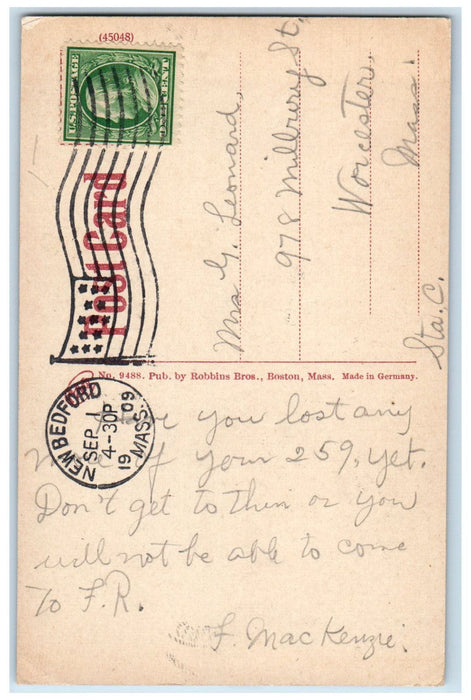 1909 Shore at Lakeside Park Long Pond New Bedford Massachusetts MA Postcard