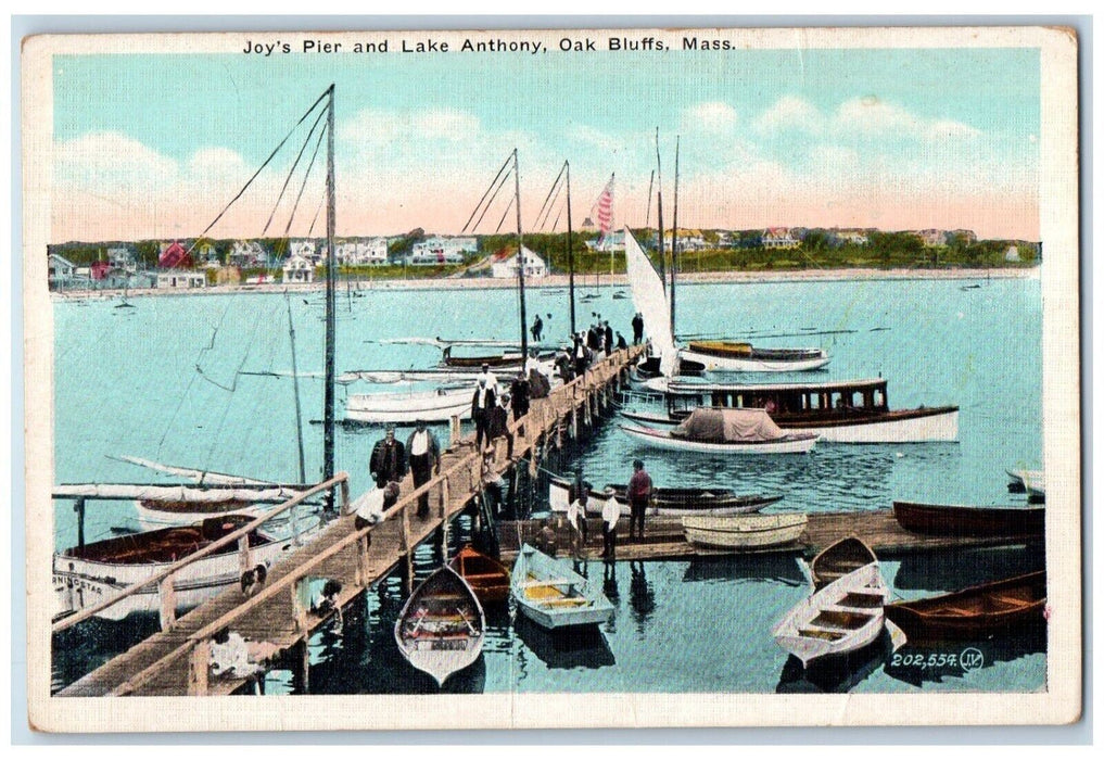 c1910 Joy's Pier Lake Anthony Canoe Shipyard Oak Bluffs Massachusetts Postcard