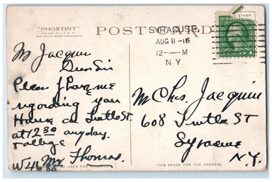 1916 The Onondaga Syracuse Trust Company Syracuse New York NY Phostint Postcard