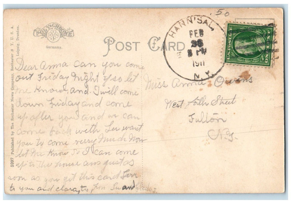 1911 New York State Armory Syracuse New York NY Antique Posted Postcard
