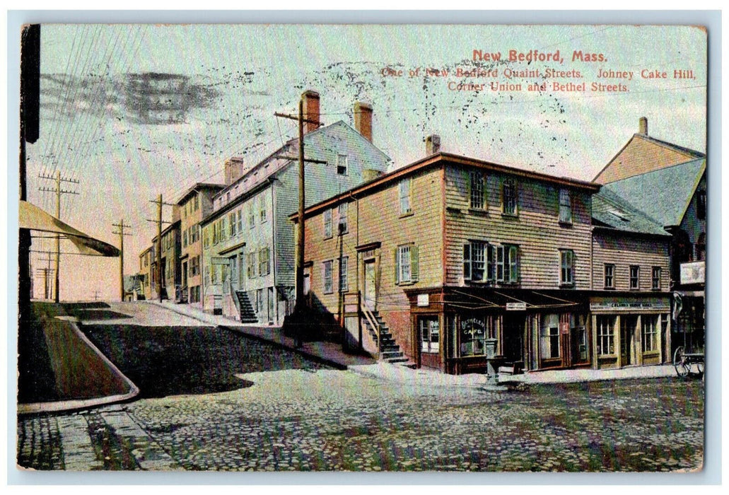 1909 Quaint Street Johney Cake Hill Corner Union New Bedford MA Postcard
