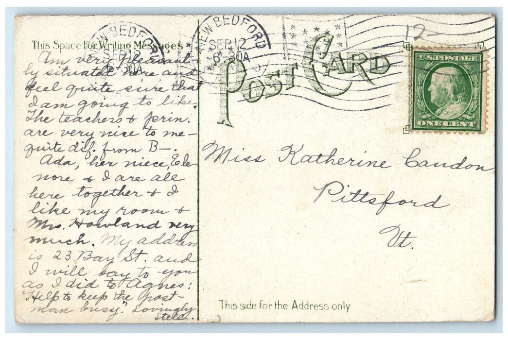 1910 Odd Fellows Building New Bedford Massachusetts MA Posted Antique Postcard