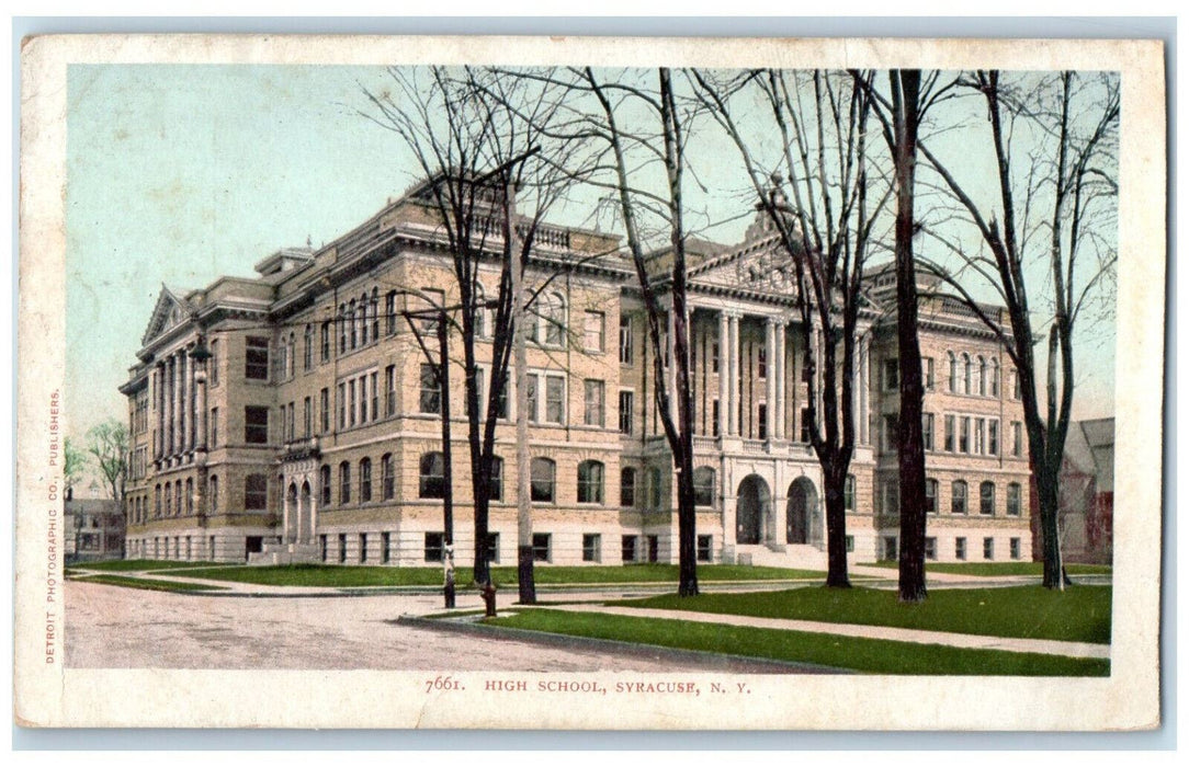 c1905 High School Syracuse New York NY Detroit Photographic Co Antique Postcard
