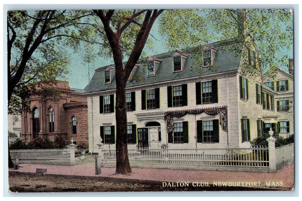 1918 Dalton Club Newburyport Massachusetts MA Antique Posted Postcard