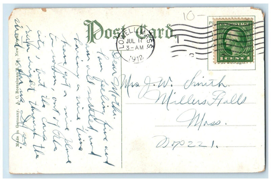 1912 Central Block Building Street View Lowell Massachusetts MA Antique Postcard