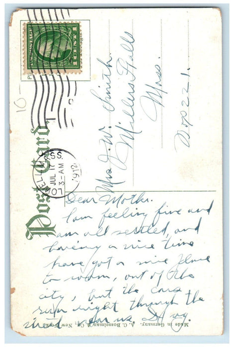 1912 Central Block Building Street View Lowell Massachusetts MA Antique Postcard