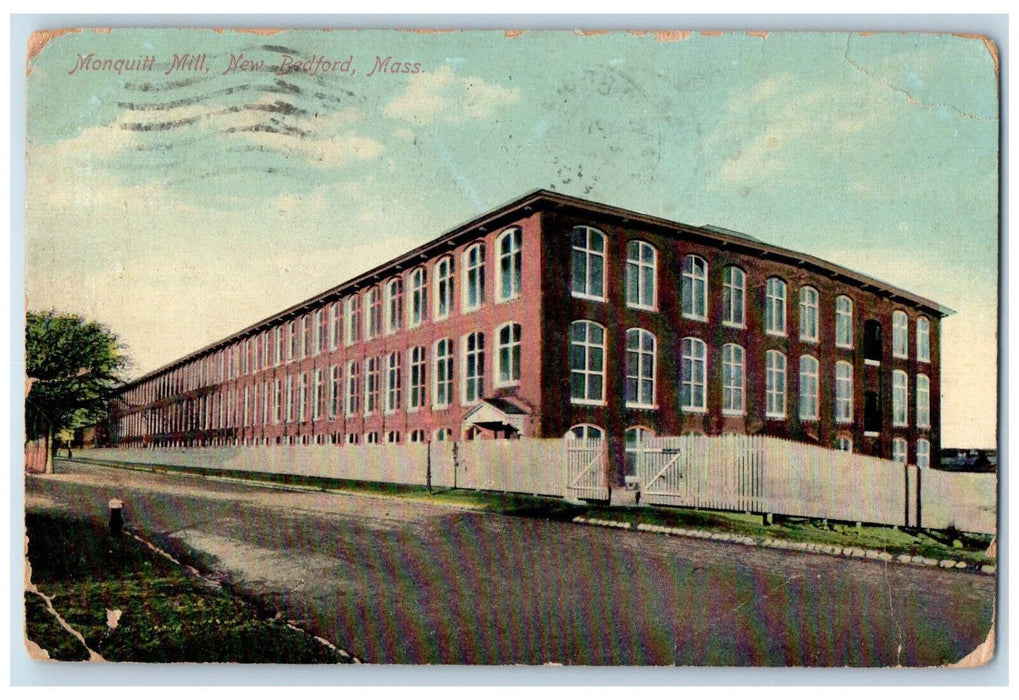 1910 Monquitt Mill New Bedford Massachusetts MA Antique Posted Postcard