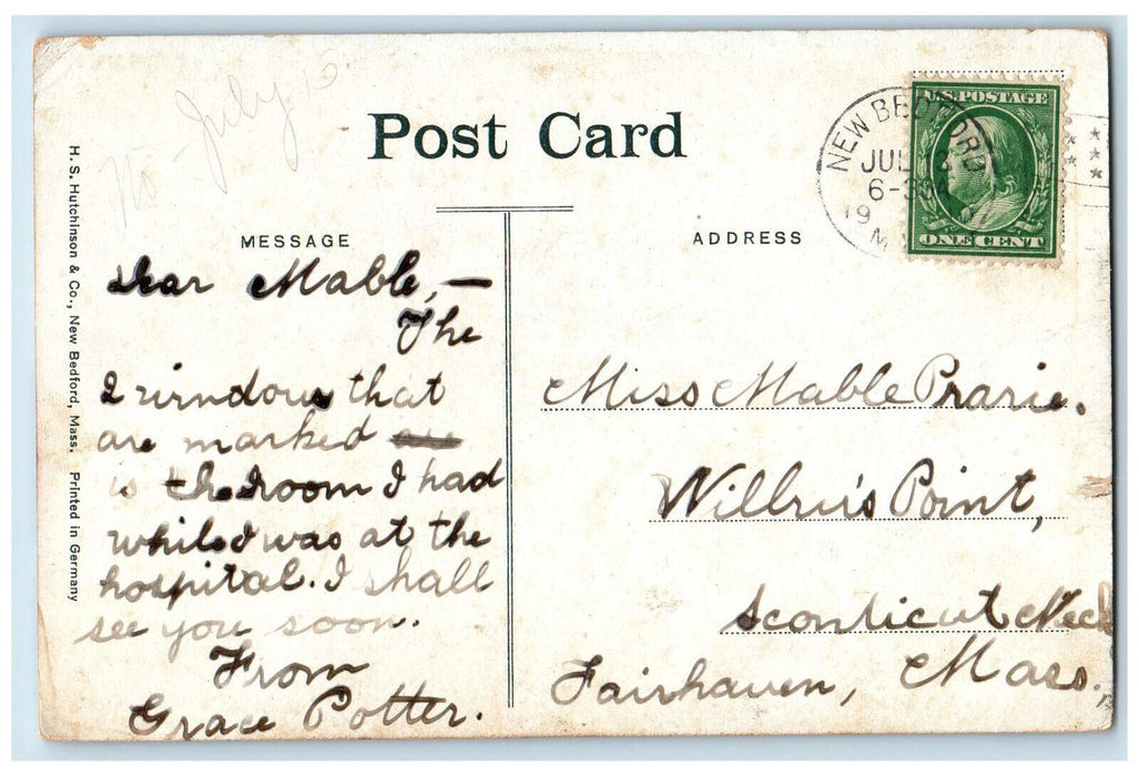1910 Private Wards St. Lukes Hospital New Bedford Massachusetts MA Postcard