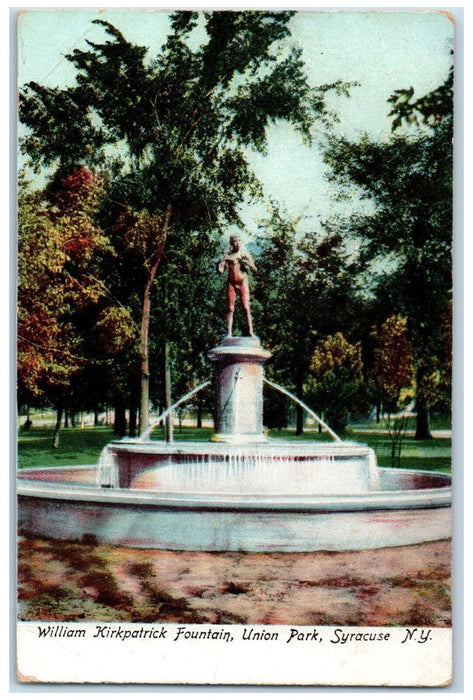 1909 William Kirkpatrick Fountain Union Park Syracuse NY Ira NY Postcard