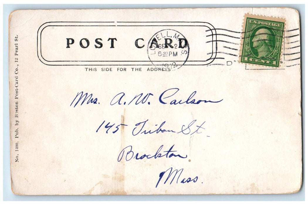 1912 View Of Pawtucket Falls Lowell Massachusetts MA Posted Antique Postcard