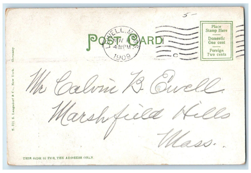 1909 Armory Building Street View Lowell Massachusetts MA Posted Antique Postcard