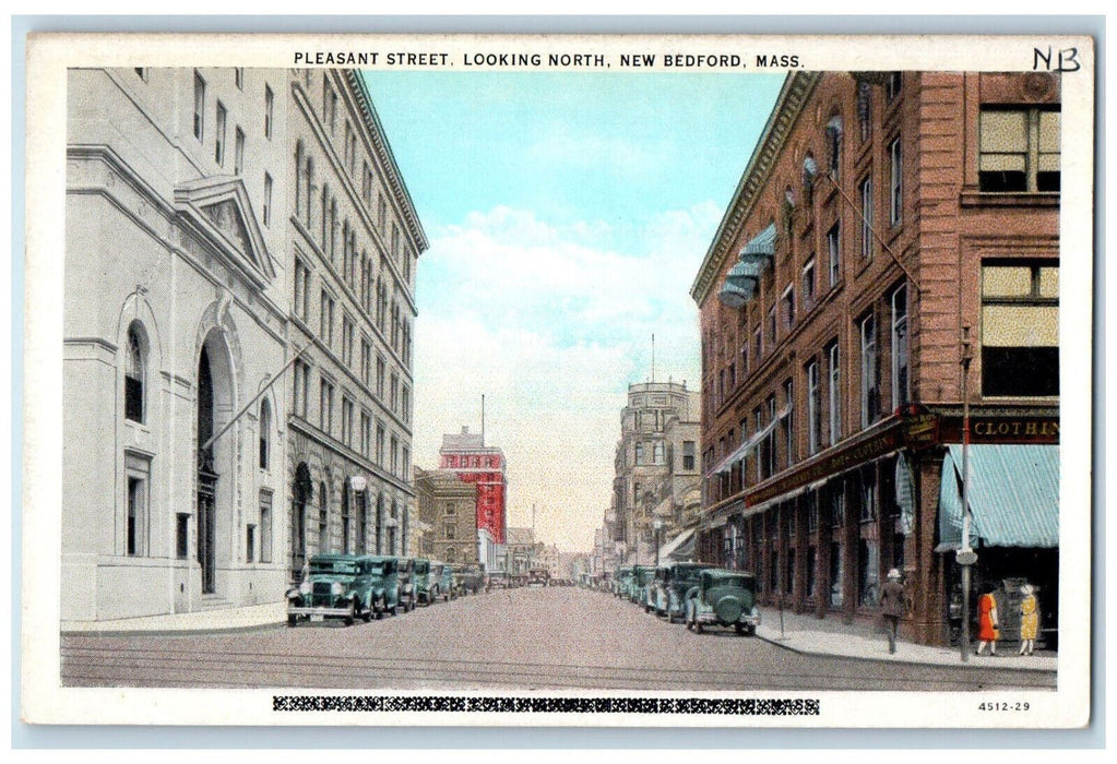 c1920's Pleasant Street Looking North New Bedford Massachusetts MA Postcard