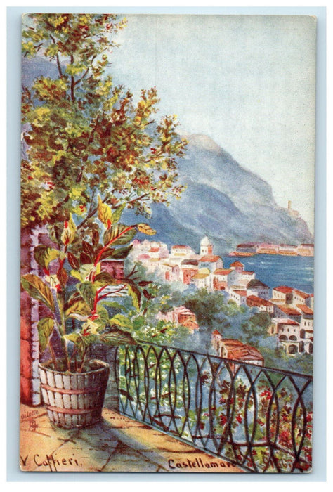 c1910 Castellamare A Busy Port at Southern Italy Oilette Tuck Art Postcard