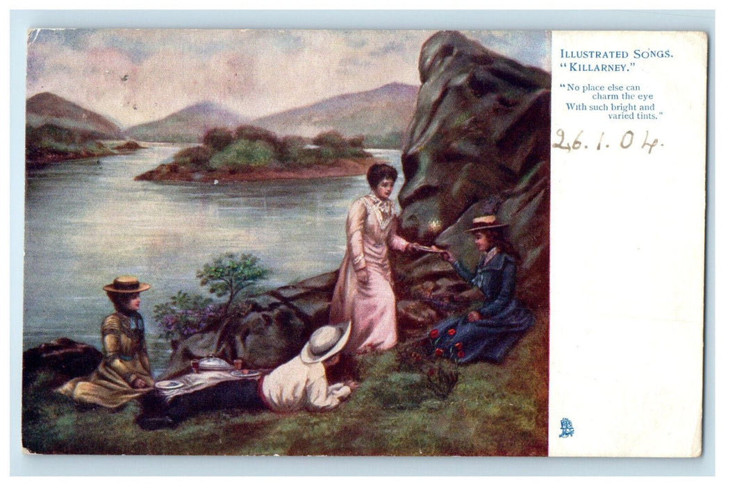 1904 Ladies, Man, Illustrated Songs "Killarney" Oilette Tuck Art Postcard