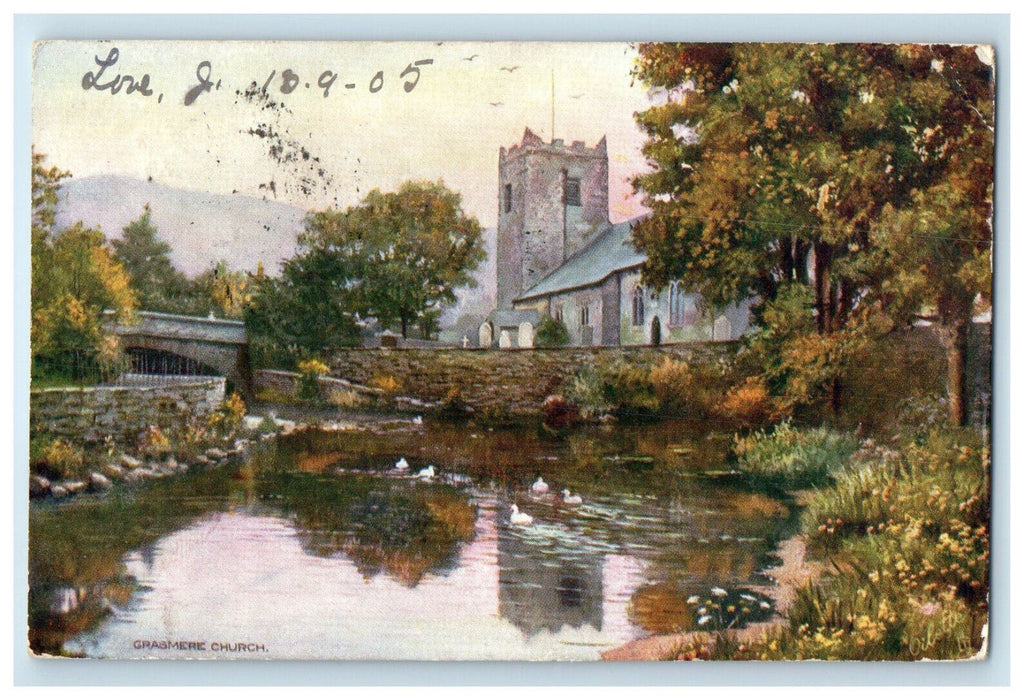 1905 Grasmere Church Wordsworth Country England Oilette Tuck Art Postcard