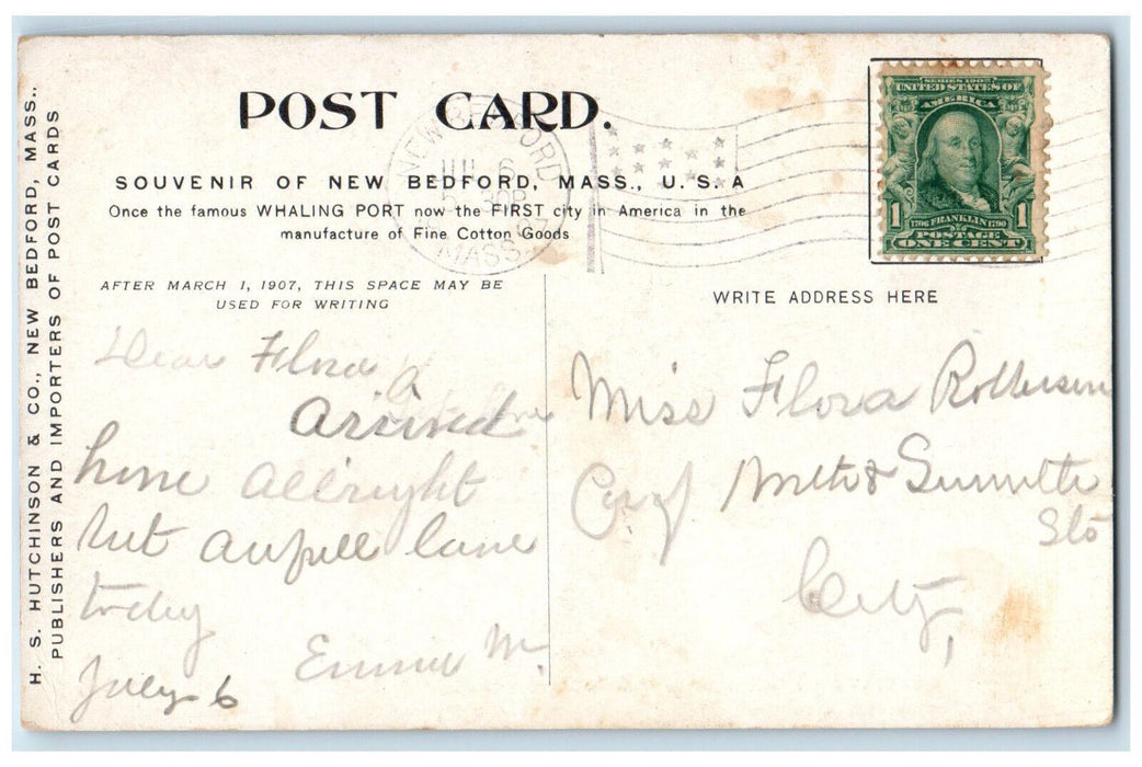 1907 Sylvia Ann Howland School Second Advent Church New Bedford MA Postcard