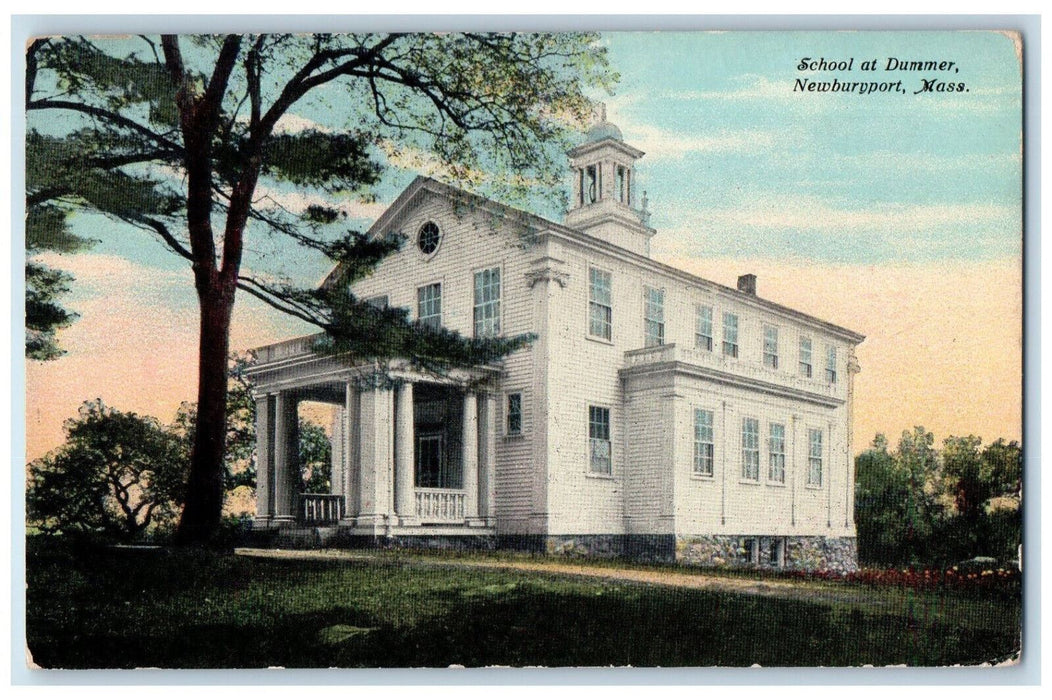 1917 School at Dummer Newburyport Massachusetts MA Antique Posted Postcard