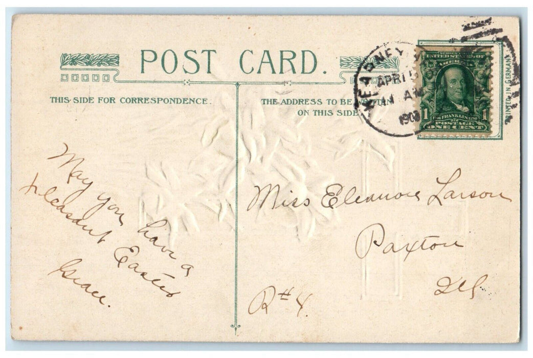 c1905 Easter Wishes Holy Cross Flowers Winsch Back Embossed Antique Postcard
