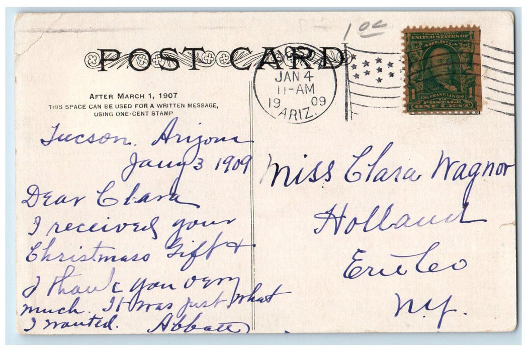 1909 View Of Navajo Indian Blanket Weaver Tucson Arizona AZ Antique Postcard