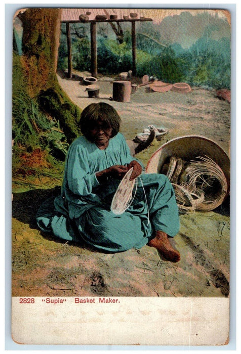 1907 Supia Basket Maker Women Southern Indian Life Antique Posted Postcard