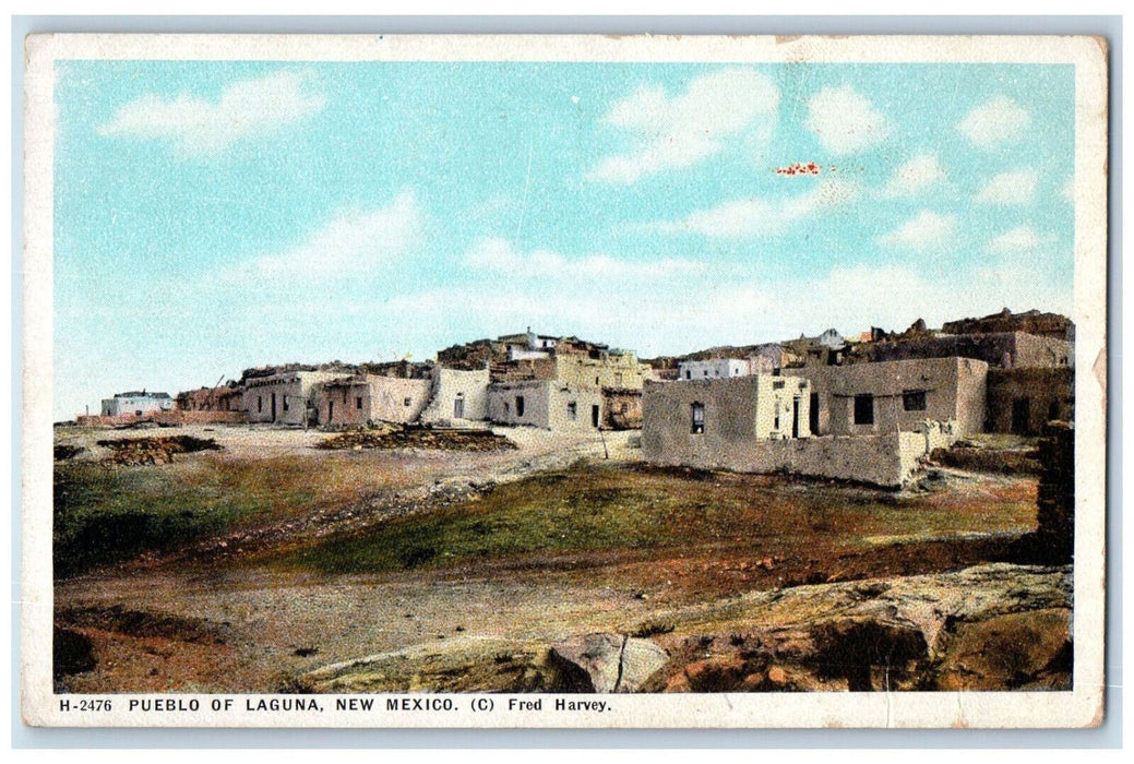 View Of Pueblo Of Laguna New Mexico NM Fred Harvey Vintage Unposted Postcard