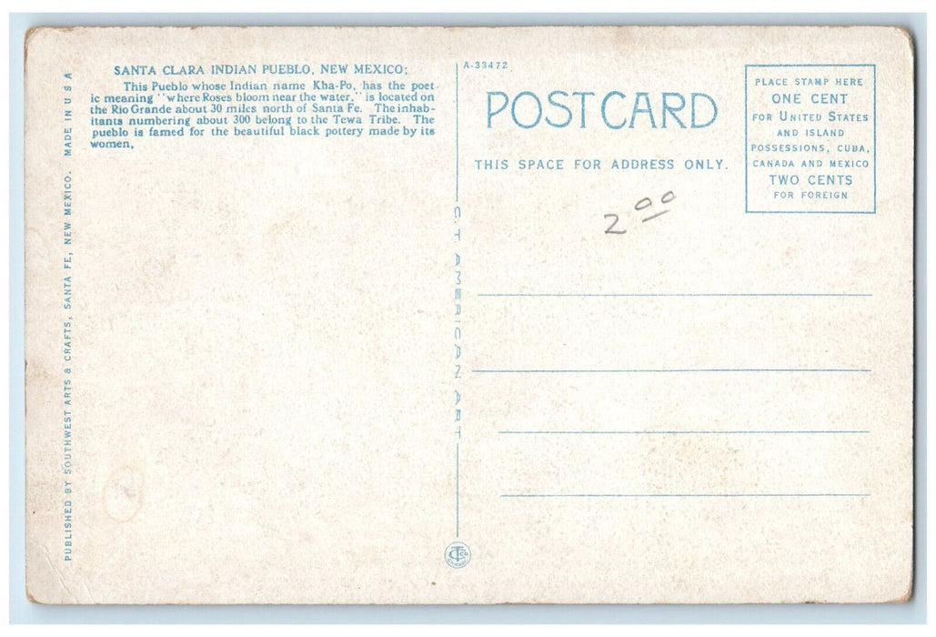 Where Roses Bloom Near The Water Santa Clara Indian Pueblo NM Vintage Postcard