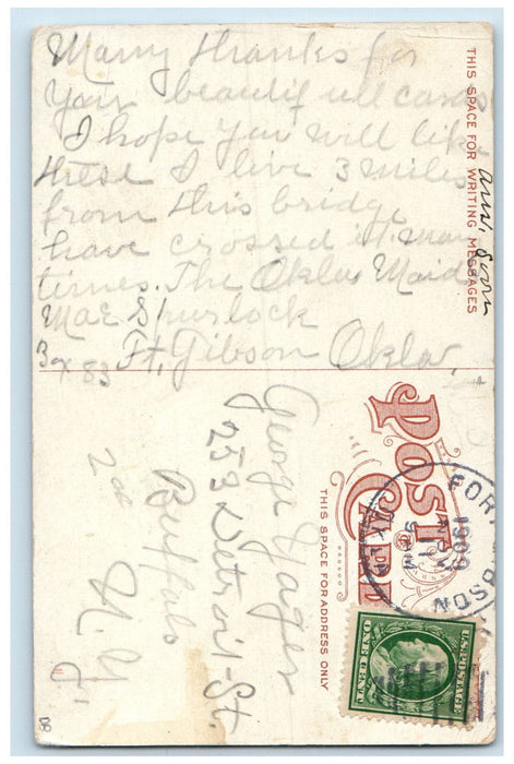 1909 Frisco Bridge Over Arkansas River Muskogee Oklahoma OK Antique Postcard