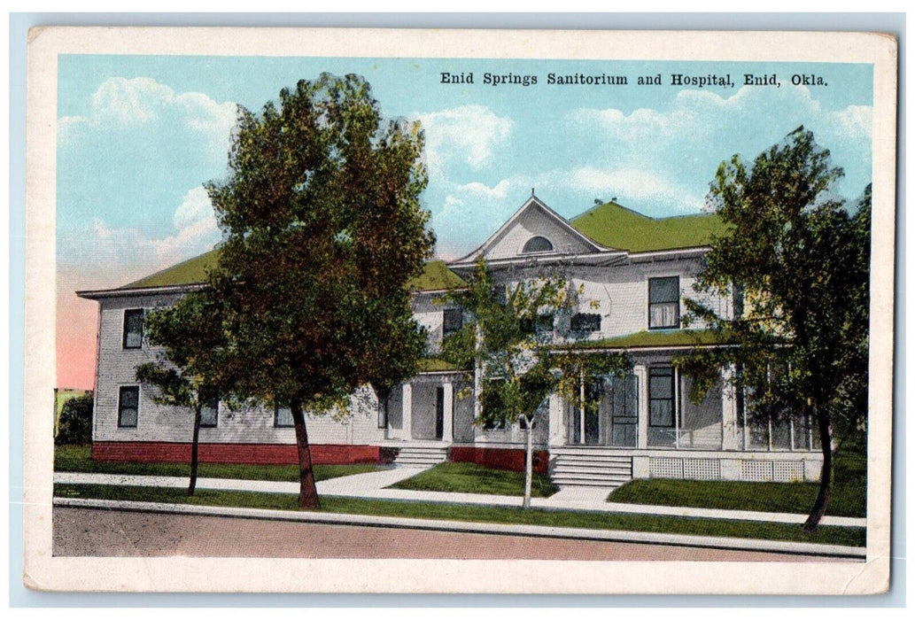 Enid Springs Sanitorium And  Hospital Front View Enid Oklahoma OK Postcard
