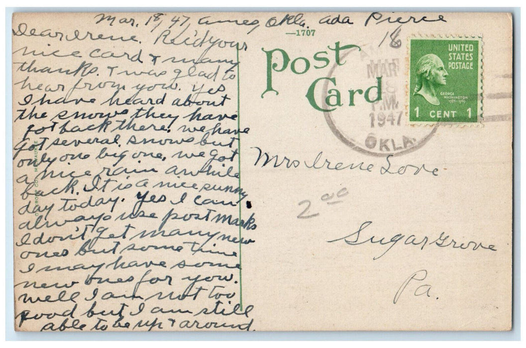 1947 Girls' Dormitory Philips University Front View Enid Oklahoma OK Postcard