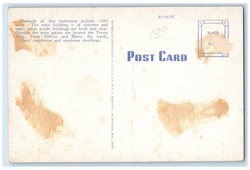 Bird's Eye View Of Oklahoma State Penitentiary McAlester OK Vintage Postcard