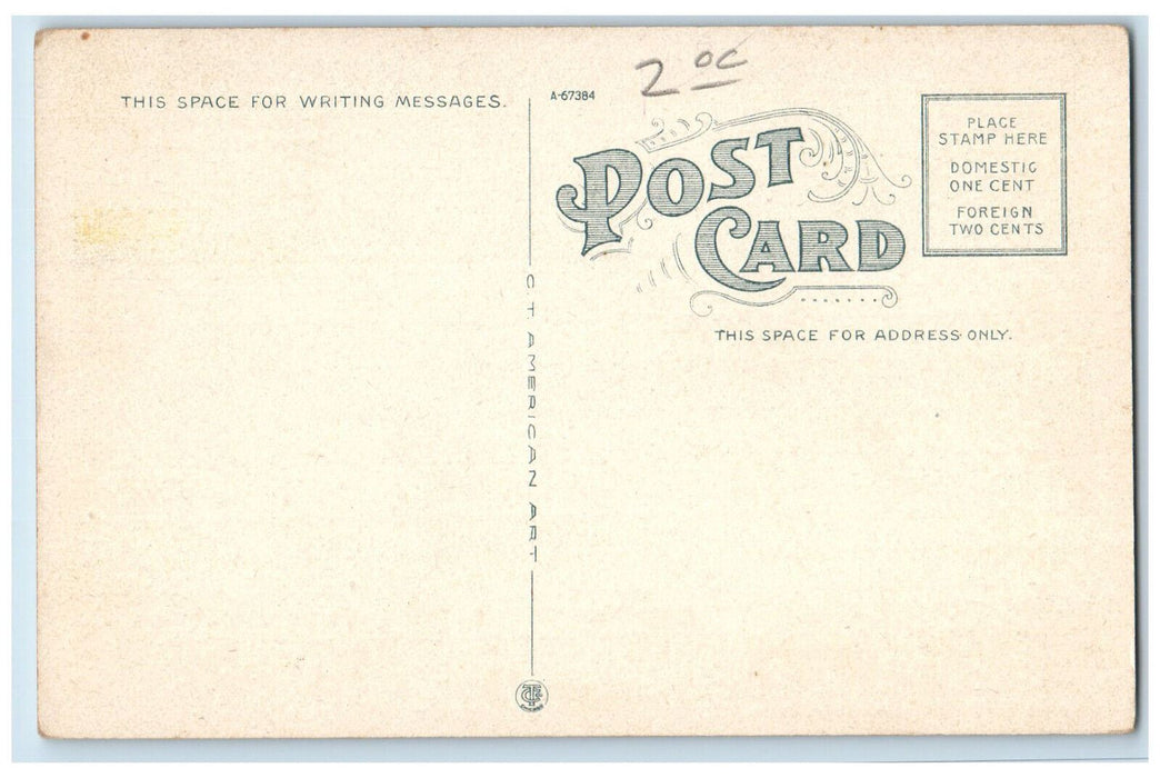 Bird's Eye View Muskogee Oklahoma OK, Buildings Cars Street Scene Postcard