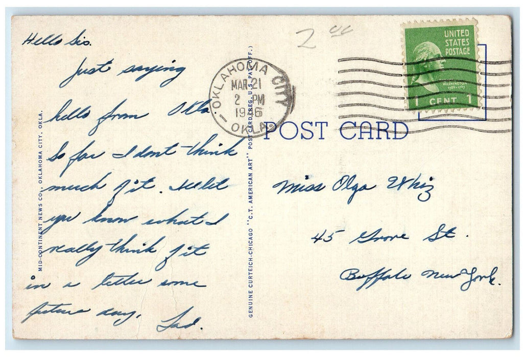 1946 Students Union Building University Of Oklahoma Norman OK Postcard