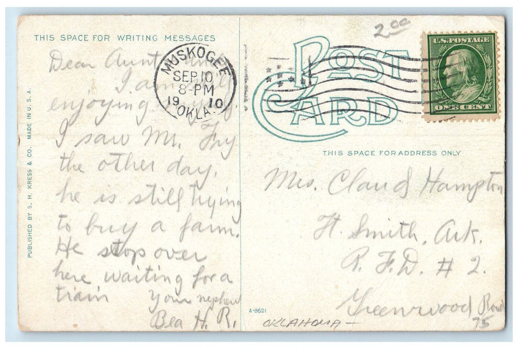 1910 Flynn Ames Building Exterior Scene Muskogee Oklahoma OK Antique Postcard