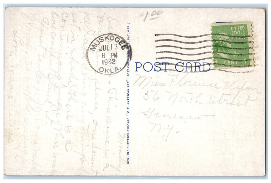 1942 St. Paul First M.E Church South Muskogee Oklahoma OK Vintage Postcard