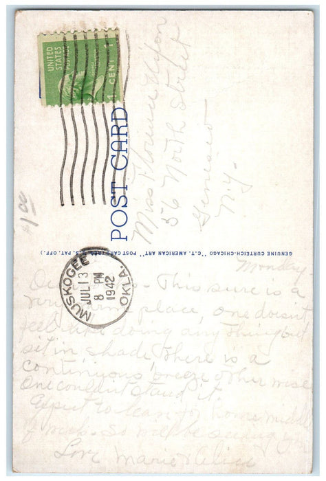 1942 St. Paul First M.E Church South Muskogee Oklahoma OK Vintage Postcard