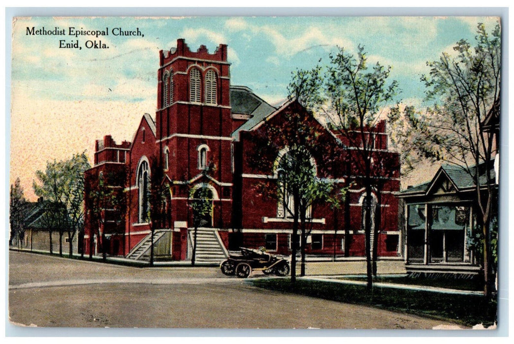 1911 View Of Methodist Episcopal Church Enid Oklahoma OK Antique Posted Postcard
