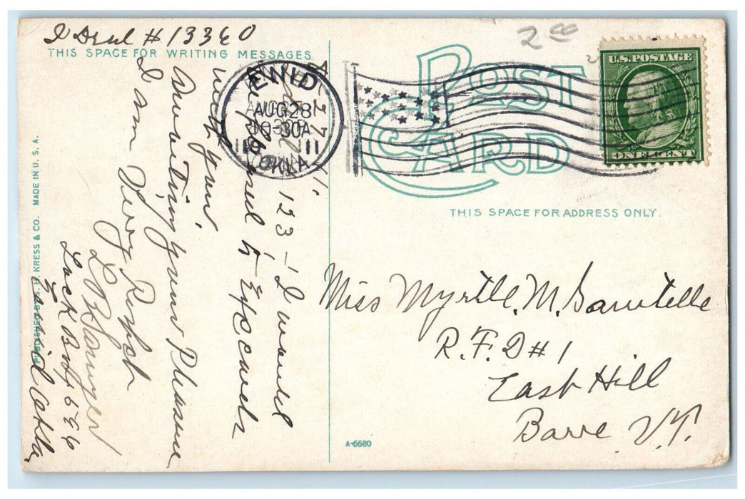 1911 View Of Methodist Episcopal Church Enid Oklahoma OK Antique Posted Postcard