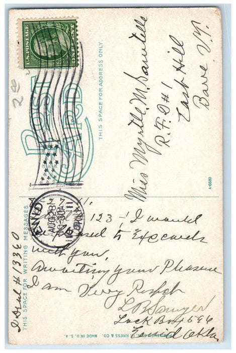 1911 View Of Methodist Episcopal Church Enid Oklahoma OK Antique Posted Postcard