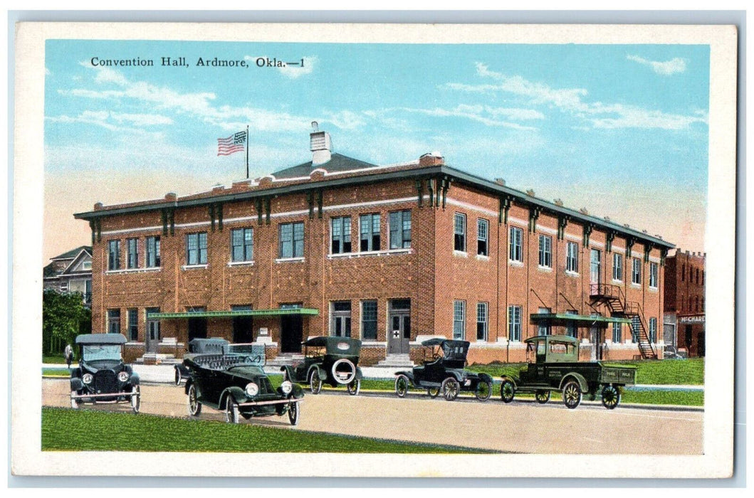 Convention Hall Cars Front View Ardmore Oklahoma OK Antique Posted Postcard