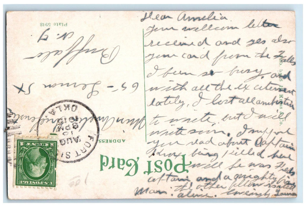 1915 Scenic View Law-Ton-Ka-Falls And Mt. Scoot Near Lawton Oklahoma OK Postcard