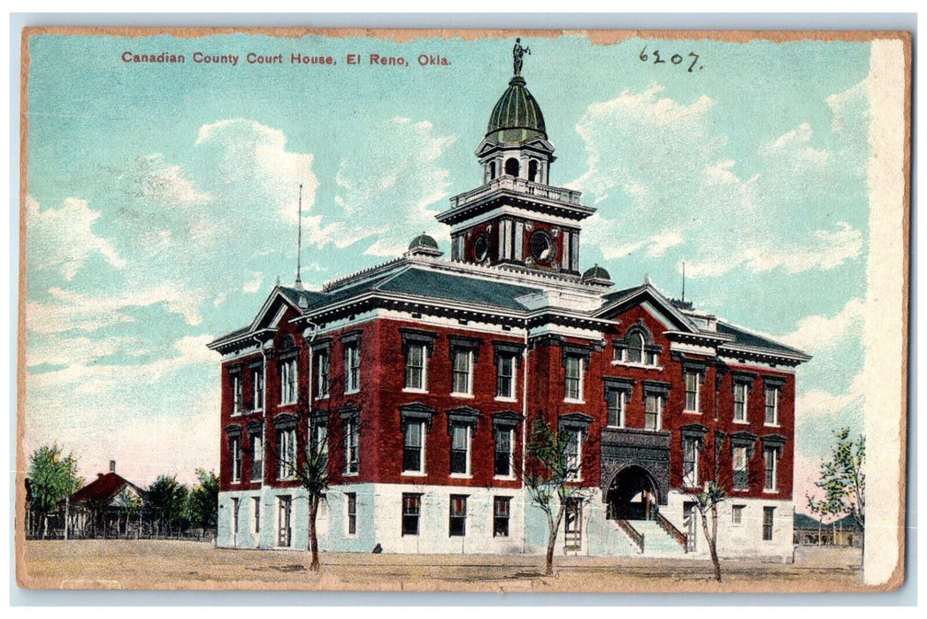 1908 Canadian County Court House Front View El Reno Oklahoma OK Antique Postcard
