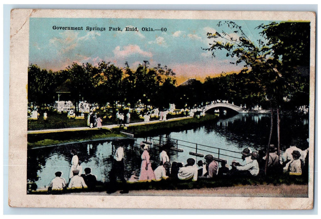 1938 Scenic View Of Government Springs Park Enid Oklahoma OK Vintage Postcard