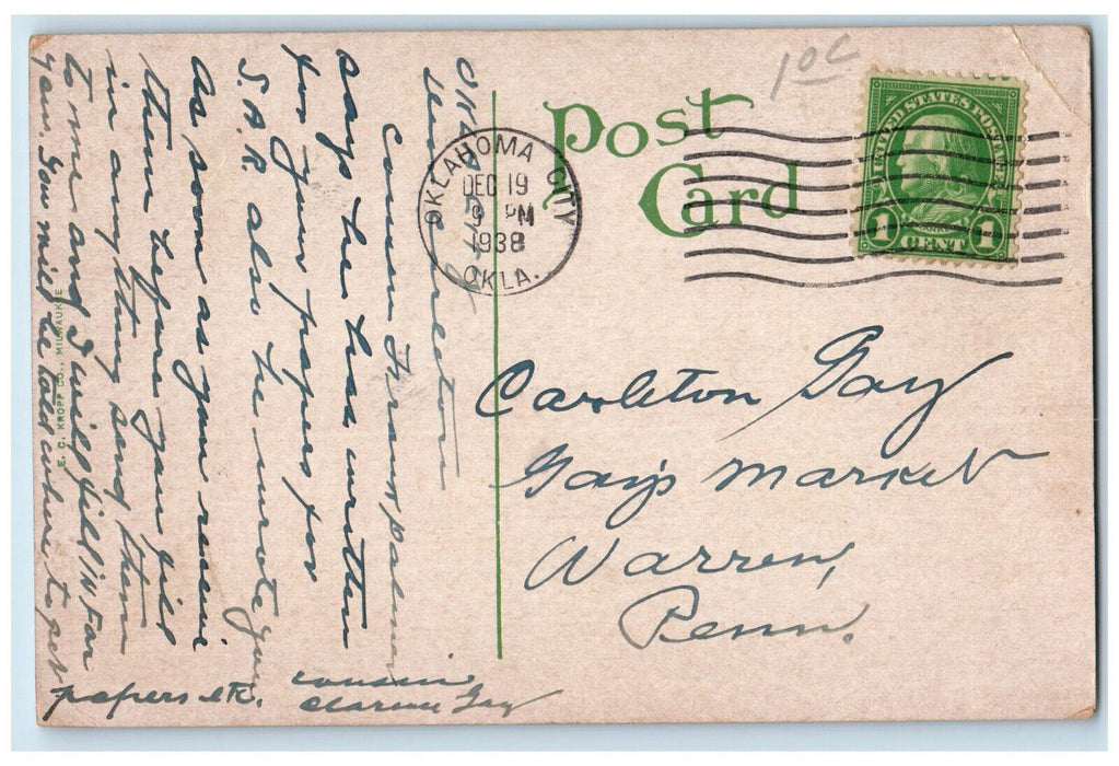 1938 Scenic View Of Government Springs Park Enid Oklahoma OK Vintage Postcard