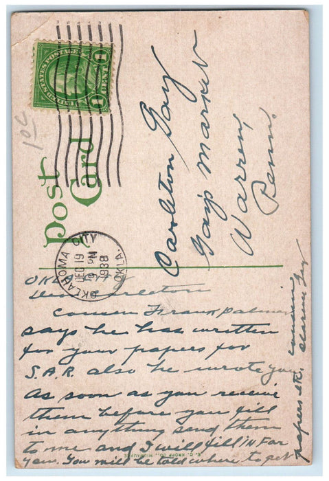 1938 Scenic View Of Government Springs Park Enid Oklahoma OK Vintage Postcard