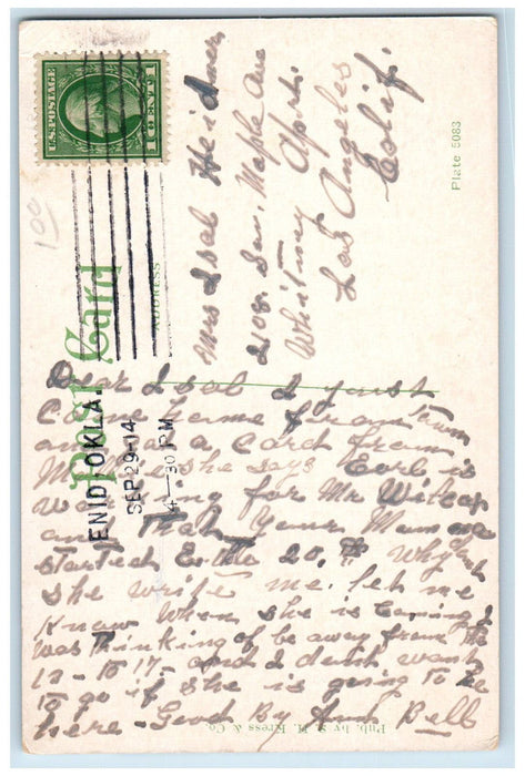 1914 Pagoda In Court House Square Garden Enid Oklahoma OK Antique Postcard