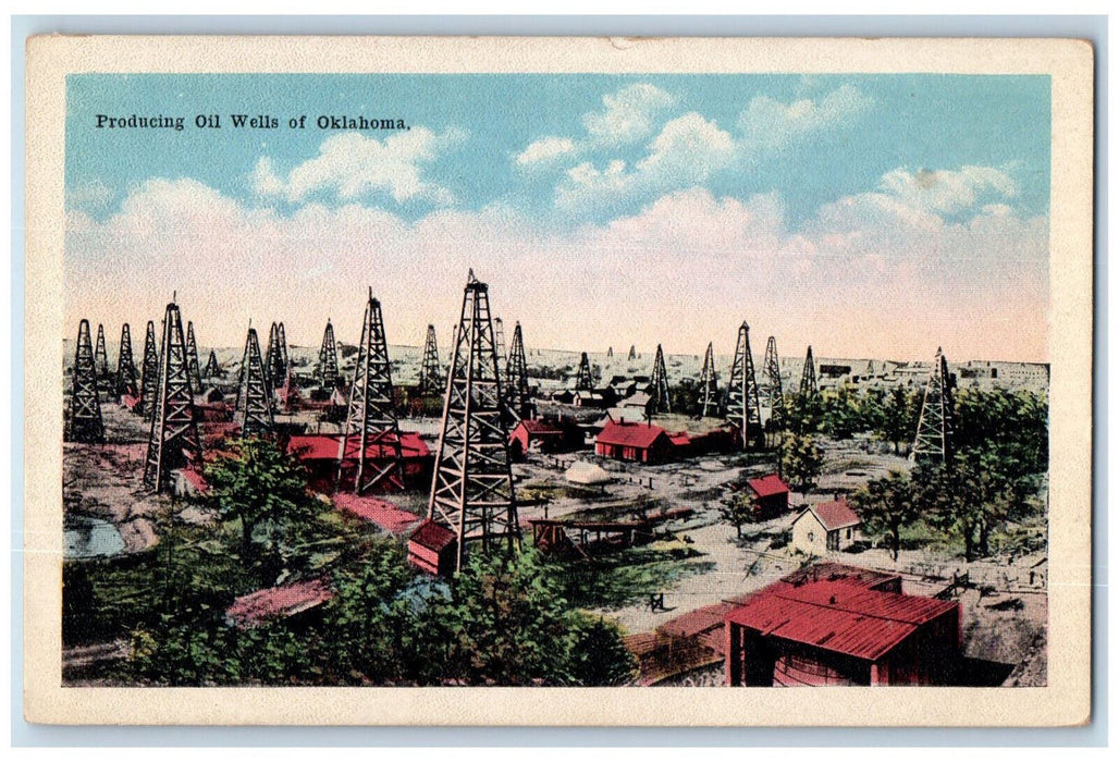 View Of Producing Oil Wells Of Oklahoma City OK Antique Unposted Postcard