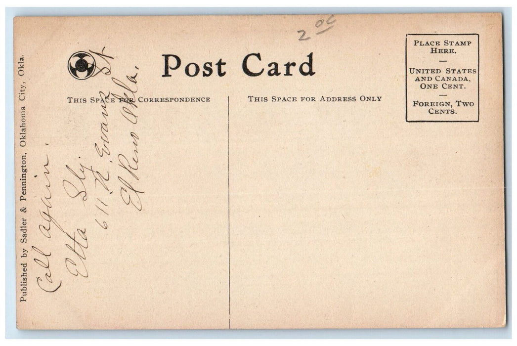 Cor. 14th Hudson Sts. Garden Trees Horse Riding Oklahoma City OK Postcard